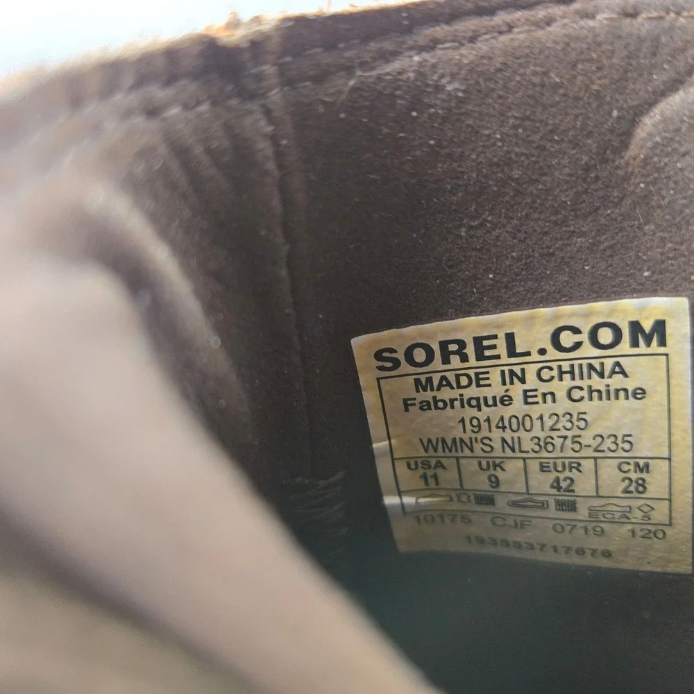 Sorel Joan of Arctic Wedge Ankle Boots Brown Suede Chelsea Booties Womens